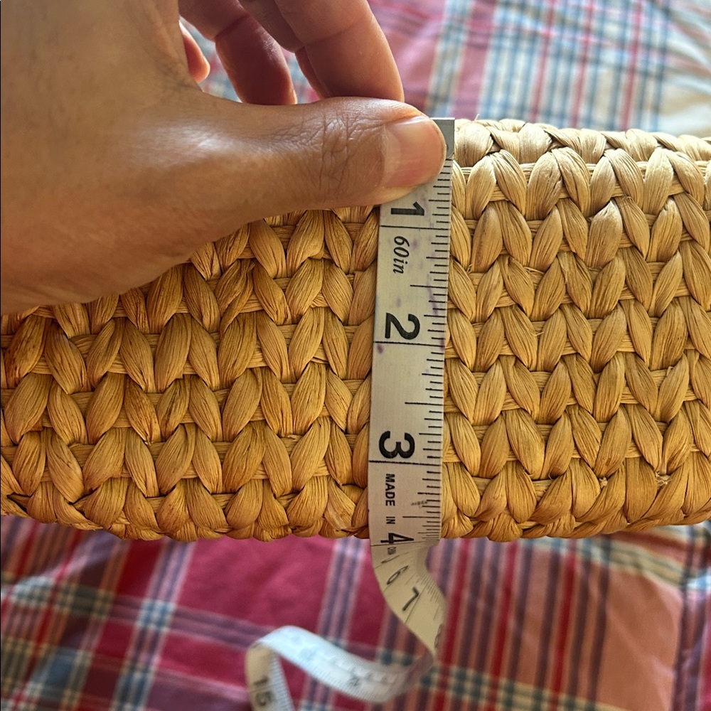 Woven Round-Handle Straw Tote Bag in Natural - Picture 11 of 11